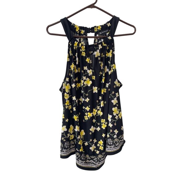 INC International Concepts Blouse Size 3X Floral Sleeveless Black Yellow Boho - Picture 1 of 6